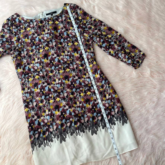 TIBI 100% Silk 3/4 Sleeve Impressionist Floral Shift Dress - Size 4 EUC - Picture 12 of 12
